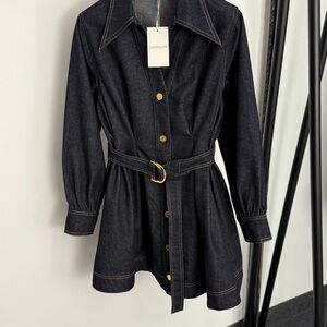 Zimmermann Dark Indigo Denim Belted Mini Dress